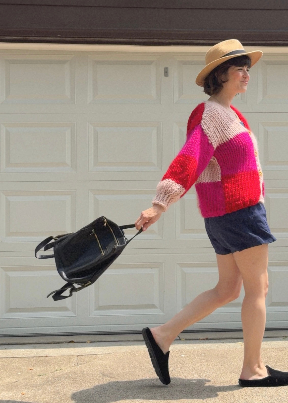 Checkerboard Button Cardigan