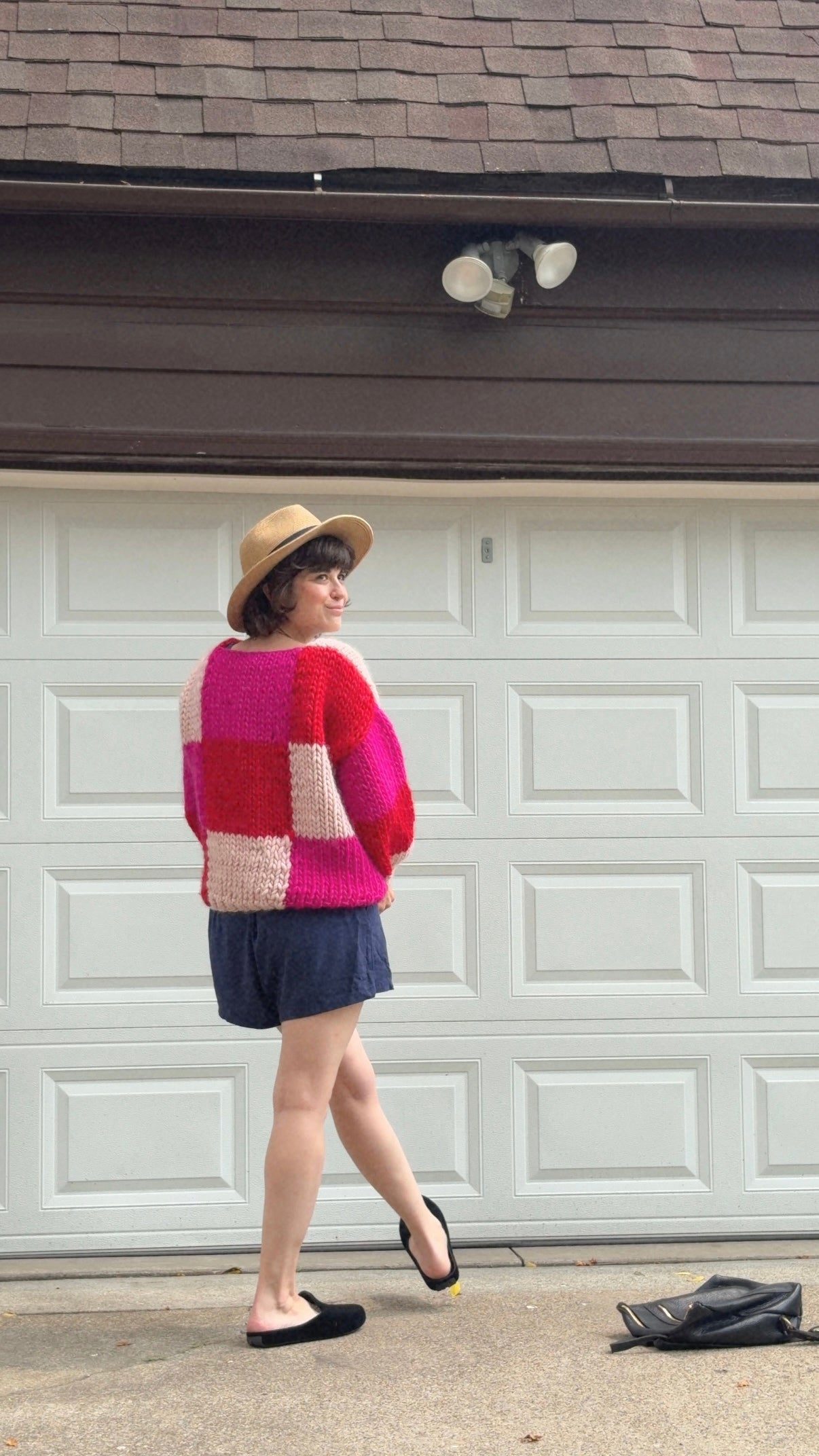 Checkerboard Button Cardigan
